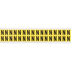 Repositionable Individual Number & Letter Labels - N, Black on Yellow, 5/8", 32