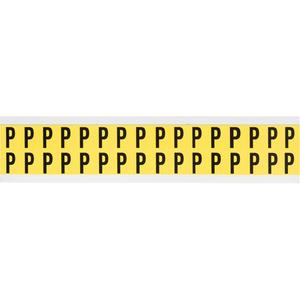Repositionable Individual Number & Letter Labels - P, Black on Yellow, 5/8", 32
