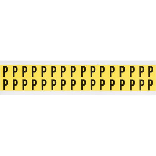 Repositionable Individual Number & Letter Labels - P, Black on Yellow, 5/8", 32