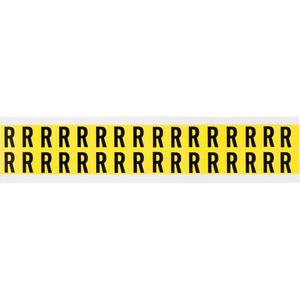 Repositionable Individual Number & Letter Labels - R, Black on Yellow, 5/8", 32