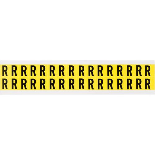 Repositionable Individual Number & Letter Labels - R, Black on Yellow, 5/8", 32