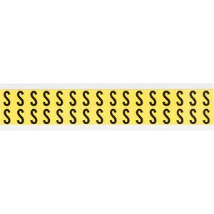 Repositionable Individual Number & Letter Labels - S, Black on Yellow, 5/8", 32