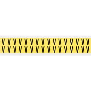 Repositionable Individual Number & Letter Labels - V, Black on Yellow, 5/8", 32