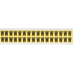 Repositionable Individual Number & Letter Labels - W, Black on Yellow, 5/8", 32