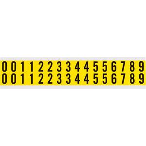 Repositionable Individual Number and Letter Labels Set - 0 to 9, Black on Yellow, 5/8", 32