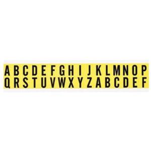 Repositionable Individual Number and Letter Labels Set - A/B/C/D/E/F/G/H/I/J/K/L/M/N/O/P/Q/R/S/T/U/V/W/X/Y/Z, Black on Yellow, 5/8", 32