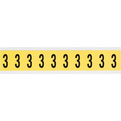 Repositionable Individual Number and Letter Labels - 3, Black on Yellow, 1", 10