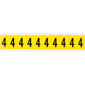 Repositionable Individual Number and Letter Labels - 4, Black on Yellow, 1", 10