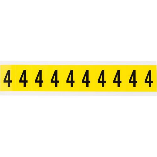 Repositionable Individual Number and Letter Labels - 4, Black on Yellow, 1", 10