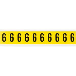 Repositionable Individual Number and Letter Labels - 6, Black on Yellow, 1", 10