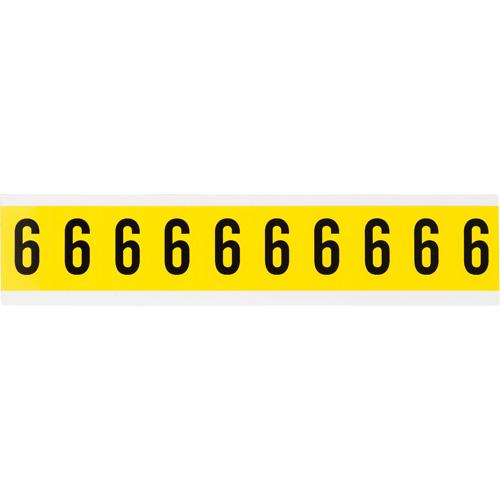Repositionable Individual Number and Letter Labels - 6, Black on Yellow, 1", 10