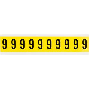Repositionable Individual Number and Letter Labels - 9, Black on Yellow, 1", 10