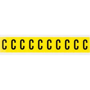 Repositionable Individual Number and Letter Labels - C, Black on Yellow, 1", 10