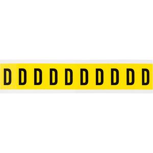 Repositionable Individual Number and Letter Labels - D, Black on Yellow, 1", 10
