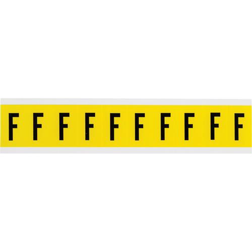 Repositionable Individual Number and Letter Labels - F, Black on Yellow, 1", 10