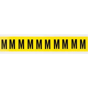 Repositionable Individual Number & Letter Labels - M, Black on Yellow, 1", 10