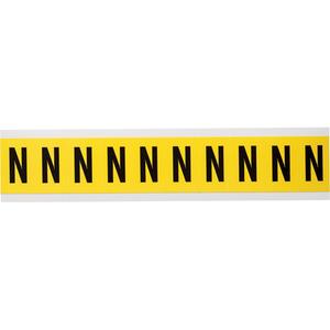 Repositionable Individual Number & Letter Labels - N, Black on Yellow, 1", 10