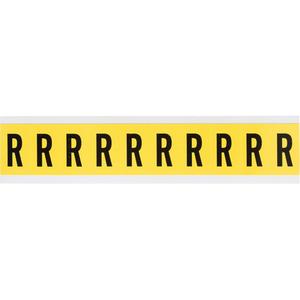 Repositionable Individual Number & Letter Labels - R, Black on Yellow, 1", 10