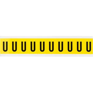 Repositionable Individual Number & Letter Label - U, Black on Yellow, 1", 10