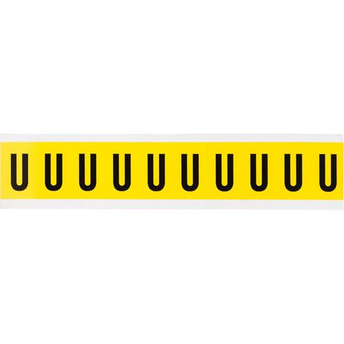 Repositionable Individual Number & Letter Label - U, Black on Yellow, 1", 10