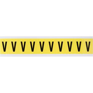 Repositionable Individual Number & Letter Labels - V, Black on Yellow, 1", 10