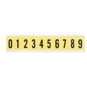 Repositionable Individual Number and Letter Label Set - 0 to 9, Black on Yellow, 1", 10