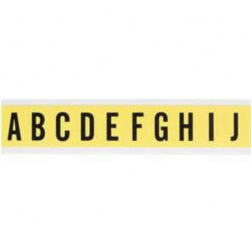 Repositionable Individual Number and Letter Labels - A/B/C/D/E/F/G/H/I/J, Black on Yellow, 1", 10