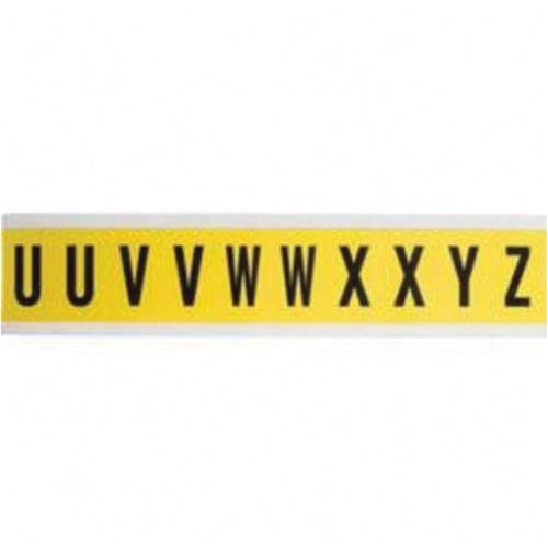 Repositionable Individual Number and Letter Labels - U/V/W/X/Y/Z, Black on Yellow, 1", 10