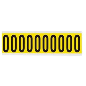 Repositionable Individual Number and Letter Labels - 0, Black on Yellow, 2", 10