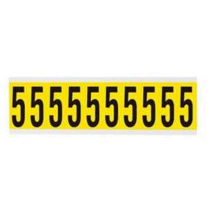 Repositionable Individual Number and Letter Labels - 5, Black on Yellow, 2", 10