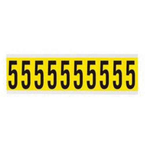 Repositionable Individual Number and Letter Labels - 5, Black on Yellow, 2", 10