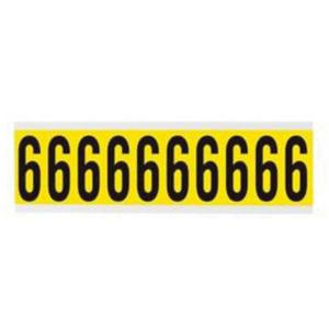 Repositionable Individual Number and Letter Labels - 6, Black on Yellow, 2", 10