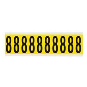 Repositionable Individual Number and Letter Labels - 8, Black on Yellow, 2", 10