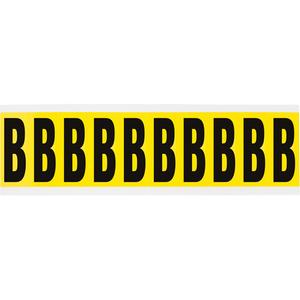 Repositionable Individual Number and Letter Labels - B, Black on Yellow, 2", 10