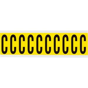 Repositionable Individual Number and Letter Label - C, Black on Yellow, 2", 10