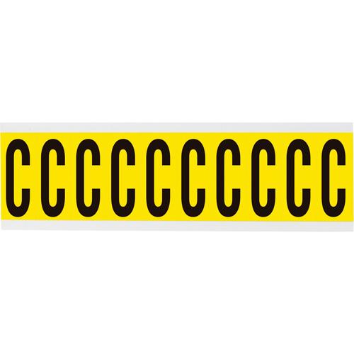 Repositionable Individual Number and Letter Label - C, Black on Yellow, 2", 10