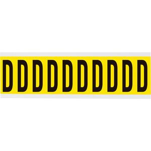 Repositionable Individual Number and Letter Labels - D, Black on Yellow, 2", 10
