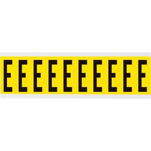 Repositionable Individual Number and Letter Labels - E, Black on Yellow, 2", 10