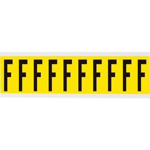 Repositionable Individual Number and Letter Labels - F, Black on Yellow, 2", 10
