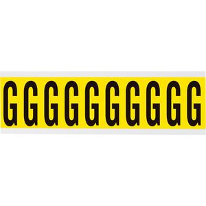 Repositionable Individual Number and Letter Labels - G, Black on Yellow, 2", 10