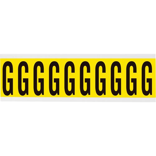 Repositionable Individual Number and Letter Labels - G, Black on Yellow, 2", 10