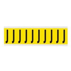 Repositionable Individual Number and Letter Labels - J, Black on Yellow, 2", 10