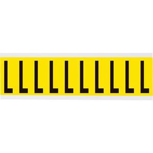 Repositionable Individual Number and Letter Labels - L, Black on Yellow, 2", 10