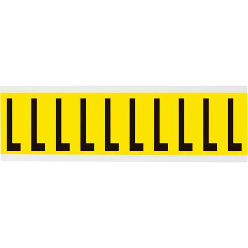Repositionable Individual Number and Letter Labels - L, Black on Yellow, 2", 10