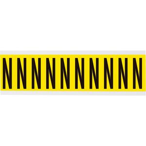 Repositionable Individual Number & Letter Labels - N, Black on Yellow, 2", 10