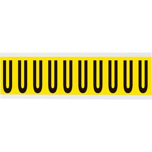 Repositionable Individual Number & Letter Labels - U, Black on Yellow, 2", 10