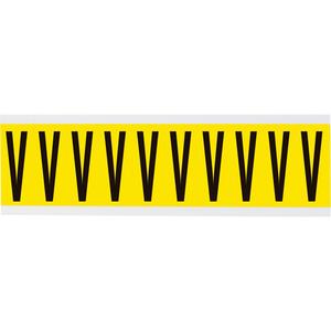 Repositionable Individual Number & Letter Labels - V, Black on Yellow, 2", 10
