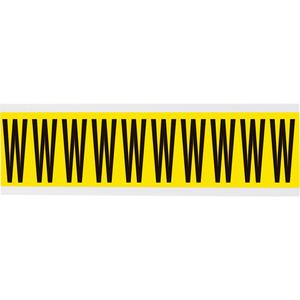 Repositionable Individual Number & Letter Labels - W, Black on Yellow, 2", 10