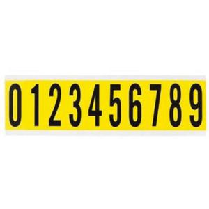 Repositionable Individual Number and Letter Labels Set - 0 to 9, Black on Yellow, 2"