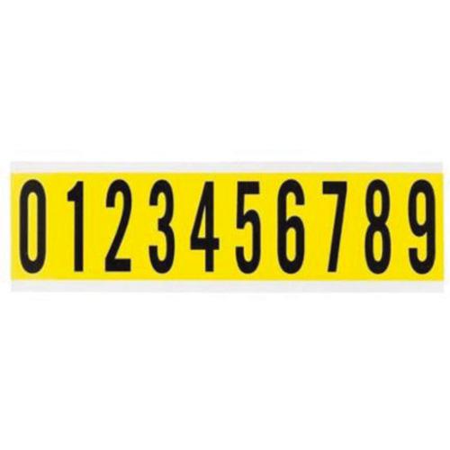Repositionable Individual Number and Letter Labels Set - 0 to 9, Black on Yellow, 2"
